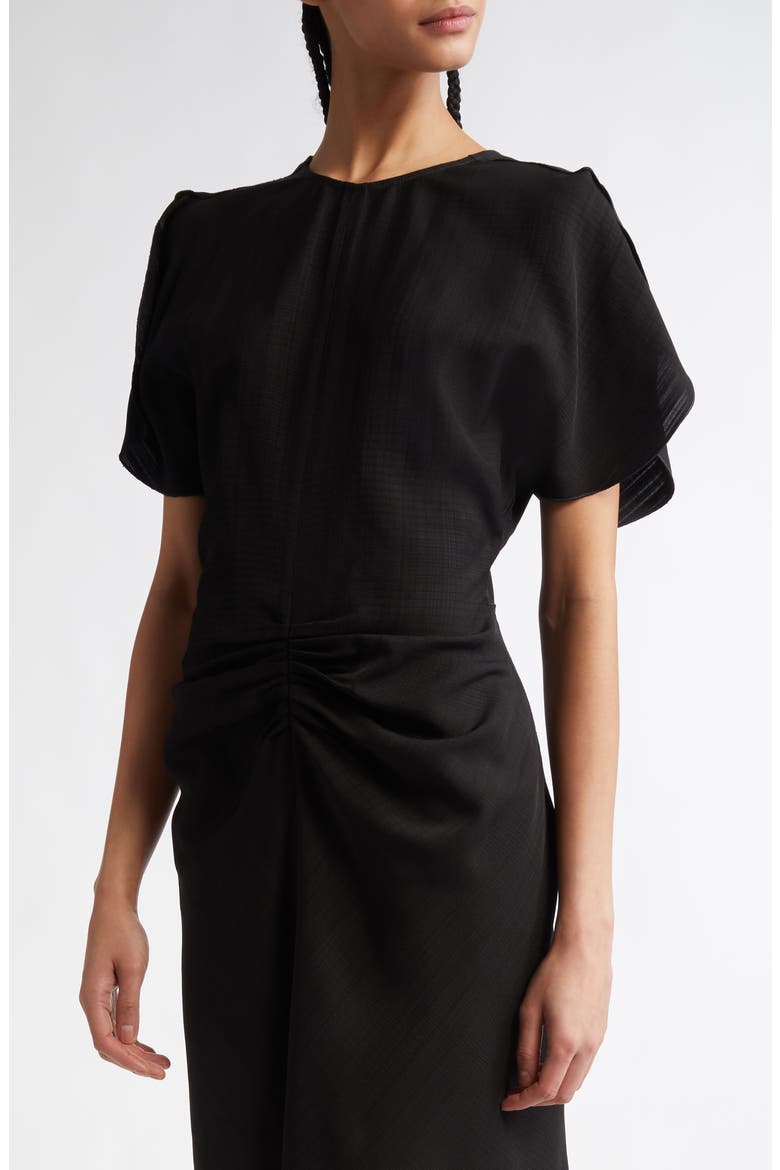 Ruched Puff Sleeve Minidress, Alternate, color, BLACK