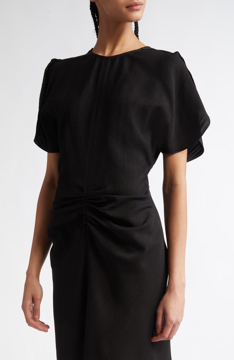 Victoria Beckham Ruched Puff Sleeve Minidress, Alternate, color, Black