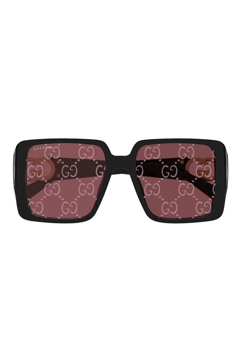 54mm Square Sunglasses, Main, color, BLACK