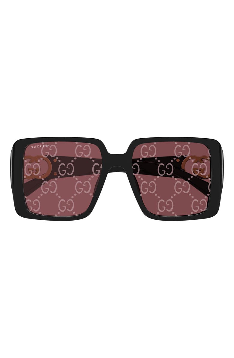 Gucci 54mm Square Sunglasses, Main, color, Black