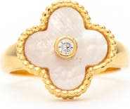 RIVKA FRIEDMAN Mother of Pearl & CZ Flower Ring