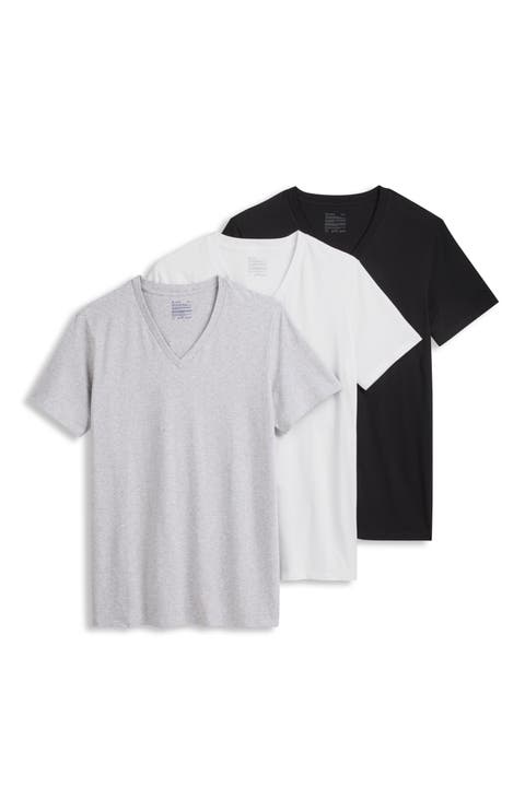 Men's Cotton Stretch Deep V-neck Undershirt - 3 Pack