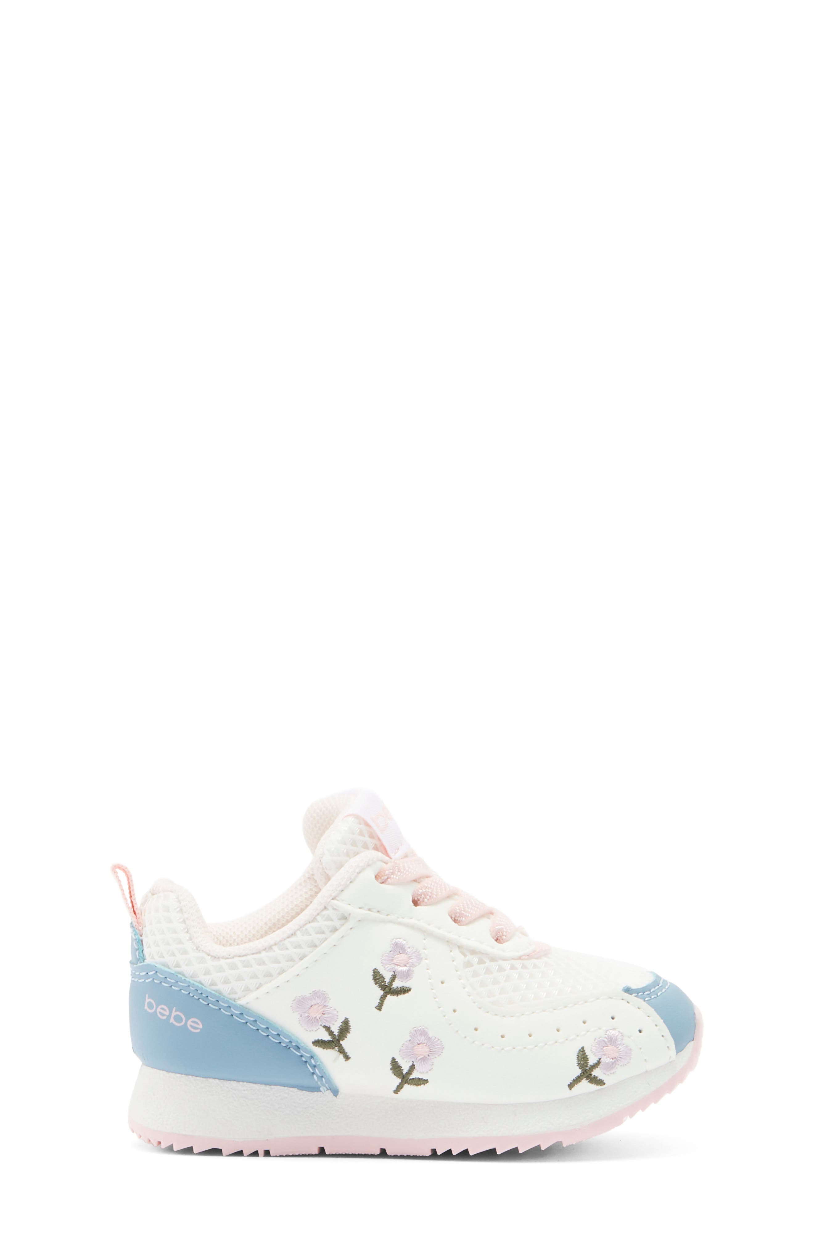 Kids' Floral Embroidered Sneaker, Alternate, color, WHITE