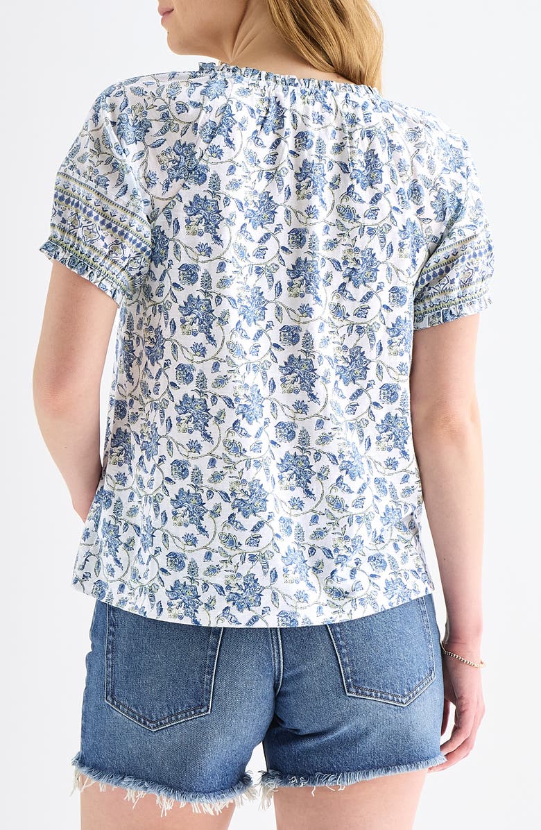 Lucky Brand Split Neck Top, Alternate, color, Blue Multi