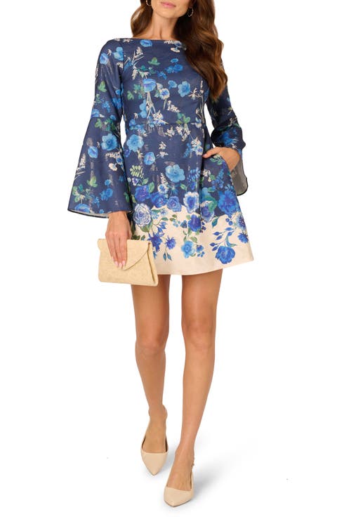 Floral Long Sleeve Fit & Flare Minidress