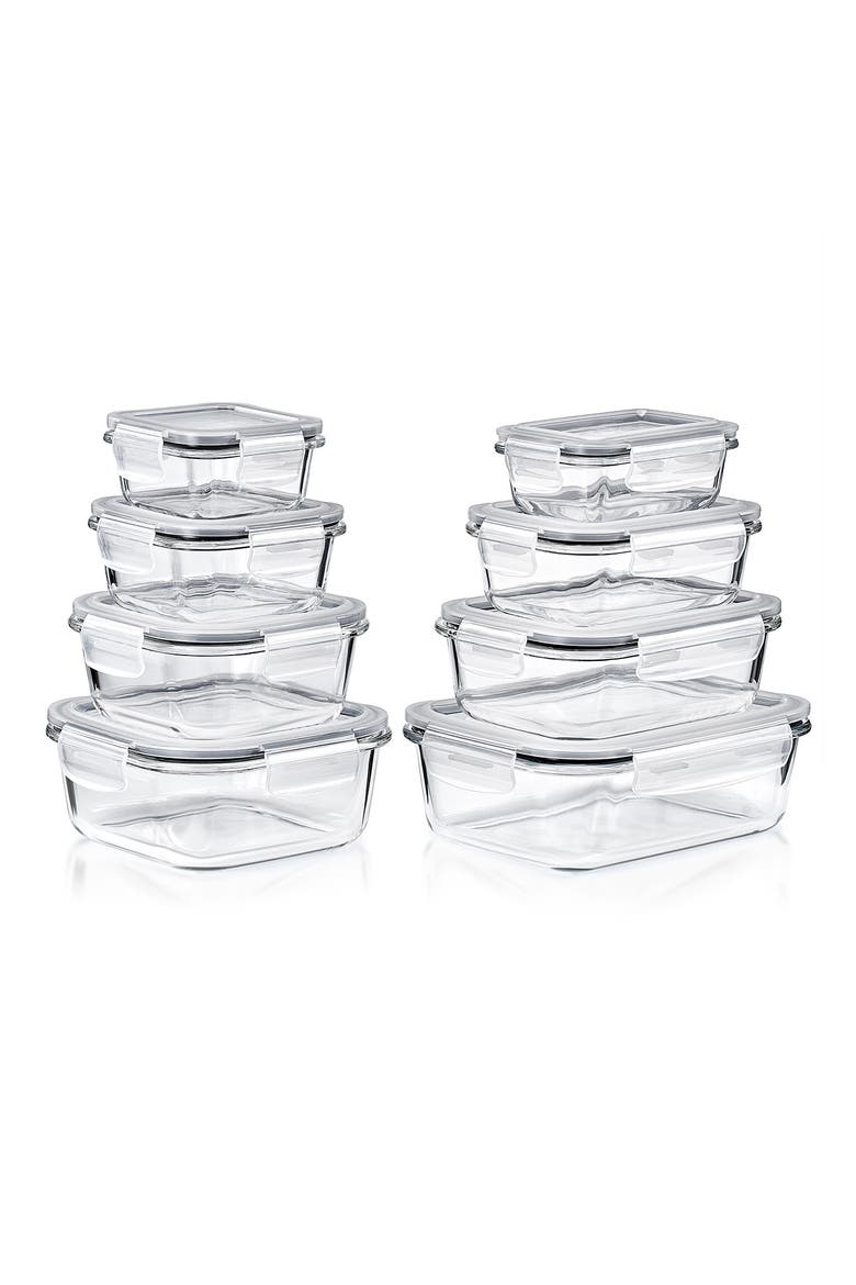 8-Pack Glass Food Prep Storage Containers, Main, color, CLEAR