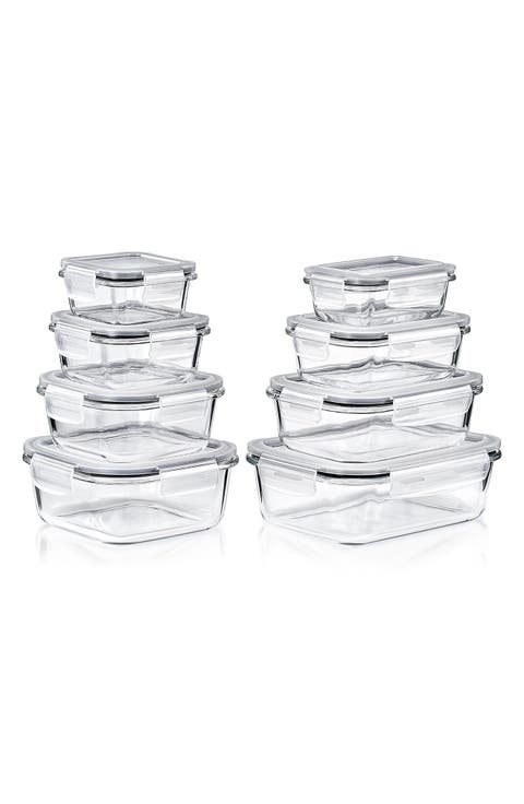 8-Pack Glass Food Prep Storage Containers