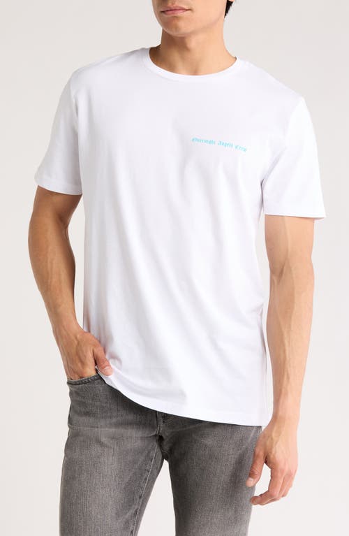 OVERNIGHT ANGELS CREW Blue Graffiti Skull Organic Cotton Graphic T-Shirt in White  product