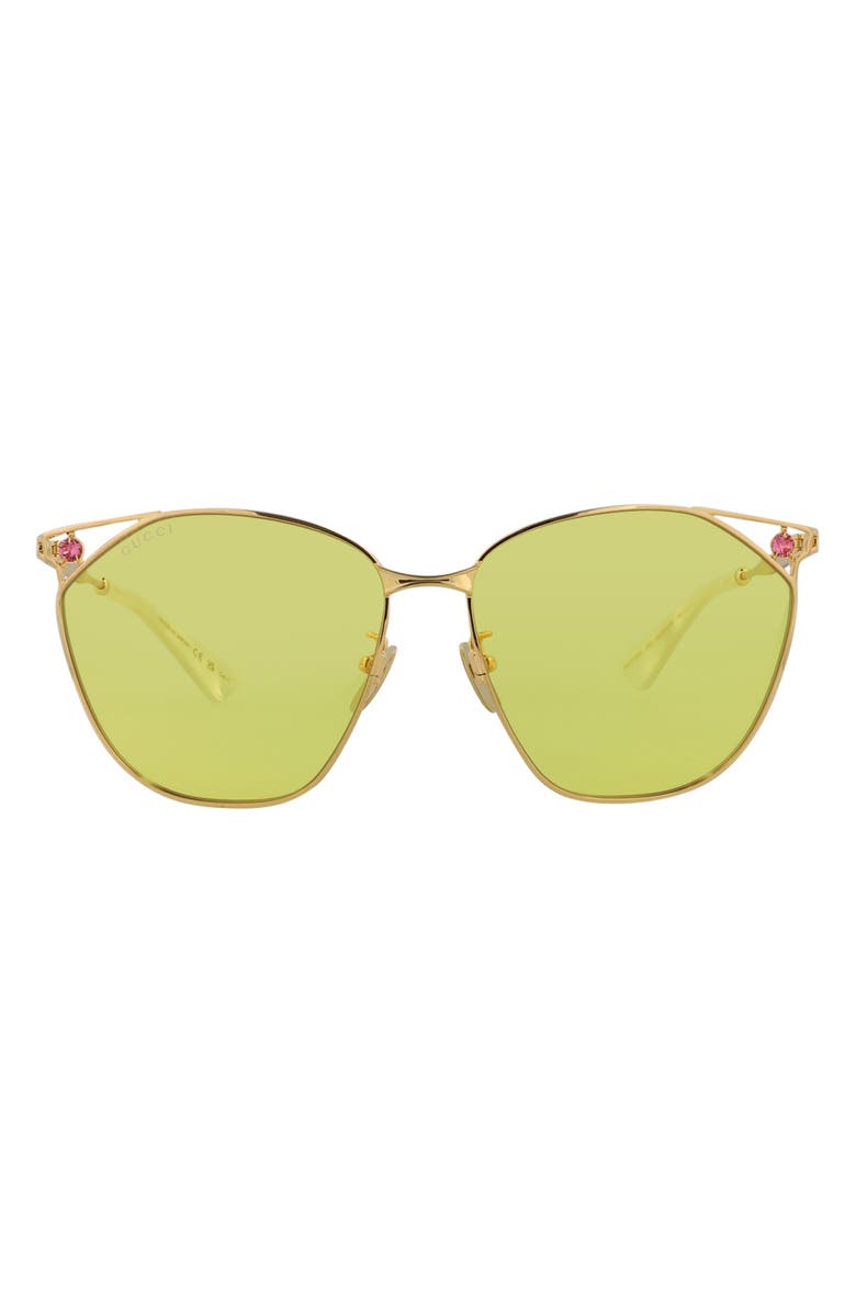 Gucci 62mm Novelty Round Sunglasses, Main, color, Gold Gold Yellow