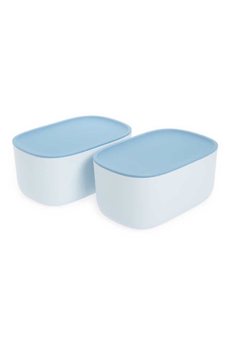 Set of 2 Small Bins with Lids, Main, color, LIGHT BLUE