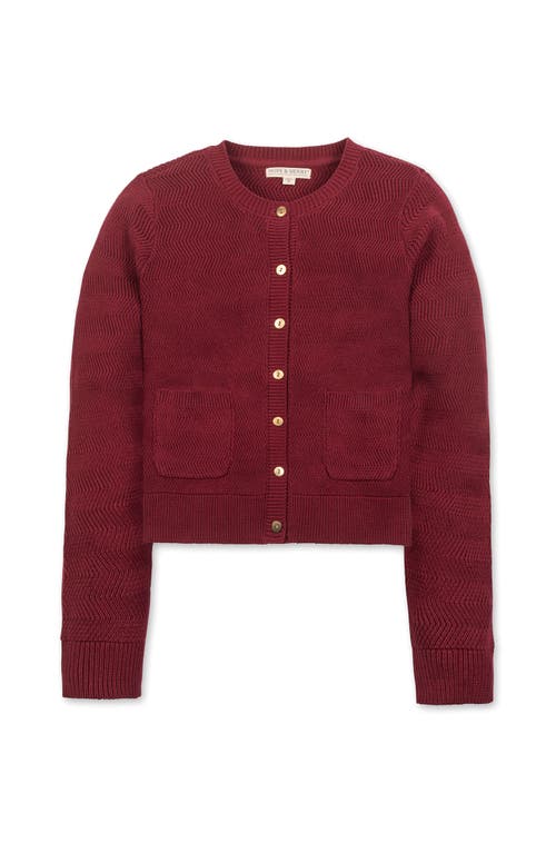 Hope & Henry Organic Chevron Stitch Cardigan Sweater In Red