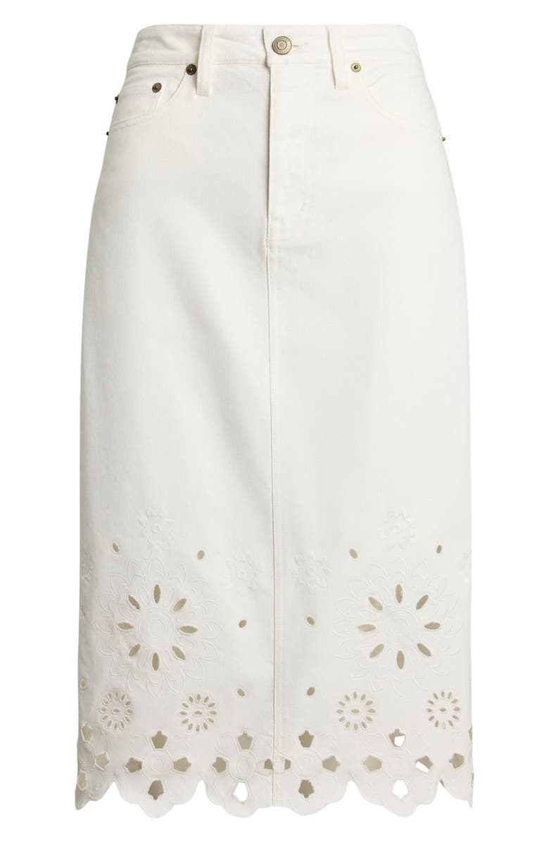 Lauren Ralph Lauren Eyelet Denim Midi Skirt, Alternate, color, 