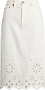 Lauren Ralph Lauren Eyelet Denim Midi Skirt