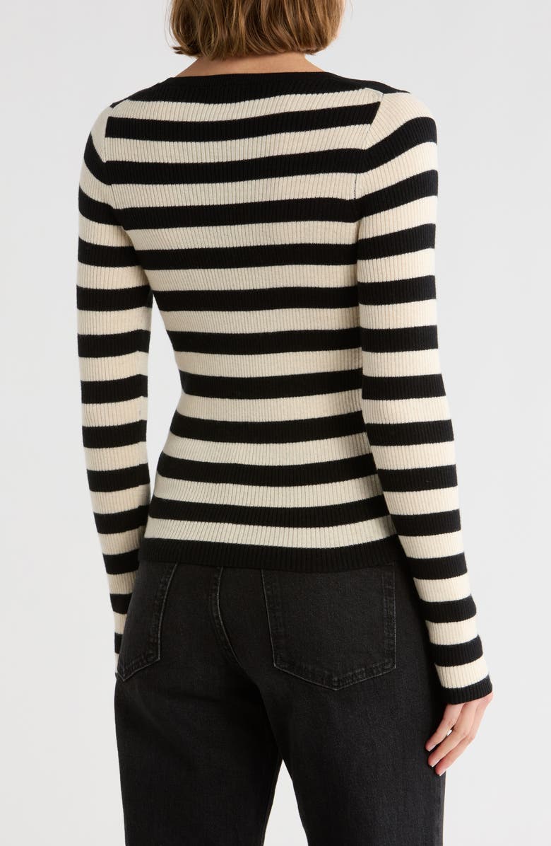 ATM Anthony Thomas Melillo Stripe Merino Wool Blend Sweater, Alternate, color, Chalk/ Black