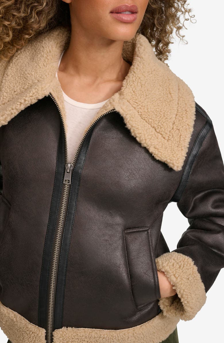 Levi's Faux Leather & Faux Shearling Bomber Jacket, Alternate, color, Molasses