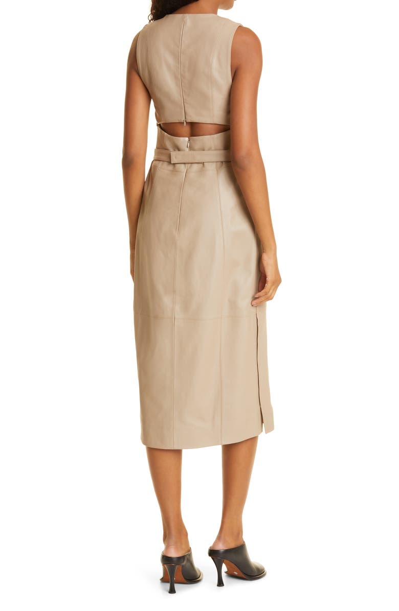 Proenza Schouler White Label V-Neck Faux Leather Dress, Alternate, color, 