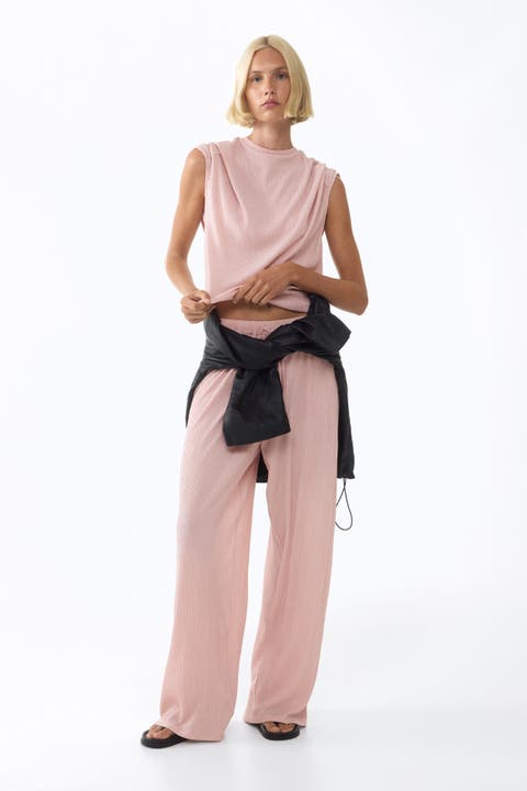 Crinkled Drawstring Pants