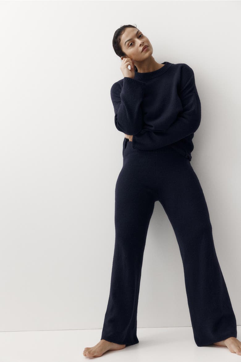 Fine-knit Trousers, Alternate, color, Navy blue