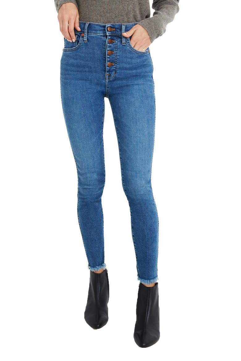 10-Inch High-Rise Skinny Jeans: Button-Front Edition, Main, color, MACKEY WASH