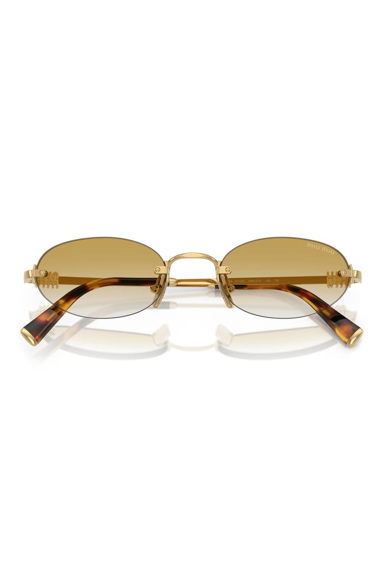 Miu Regarde 51mm Gradient Oval Sunglasses, Alternate, color, GOLD / CLEAR GRADIENT BROWN