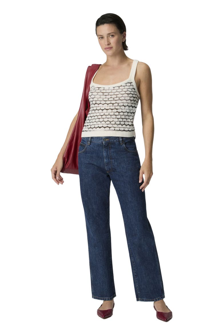 Tank Top In Cashmere And Viscose With Contrast Trims, Main, color, White