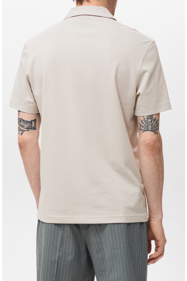 Solid Johnny Collar Cotton Blend Piqué Polo, Alternate, color, IVORY WHITE