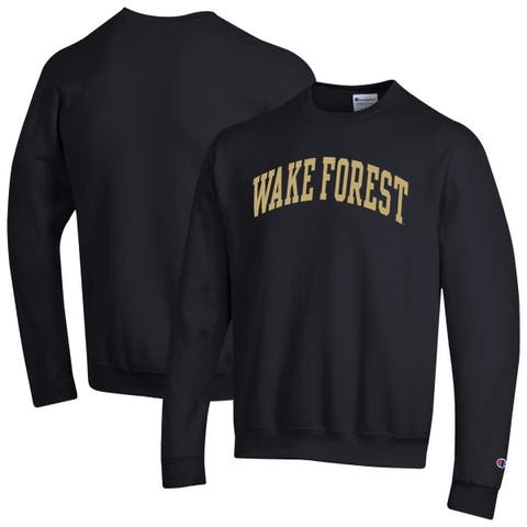 Men's Champion  Black Wake Forest Demon Deacons Basic Arch Fleece Pullover Sweatshirt