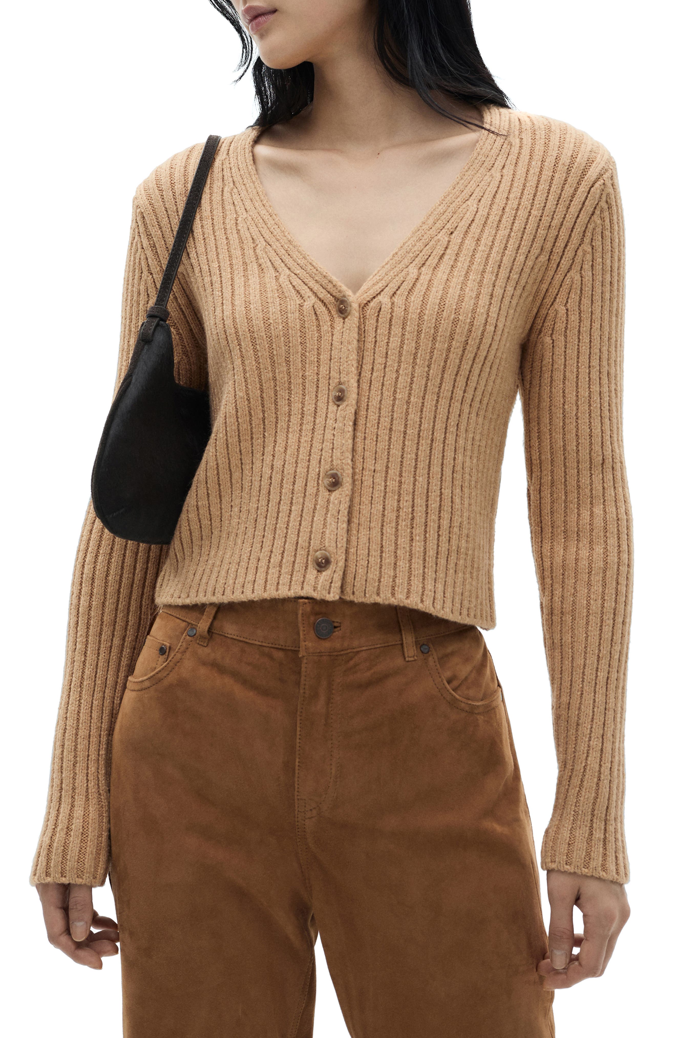 V-Neck Rib Cardigan