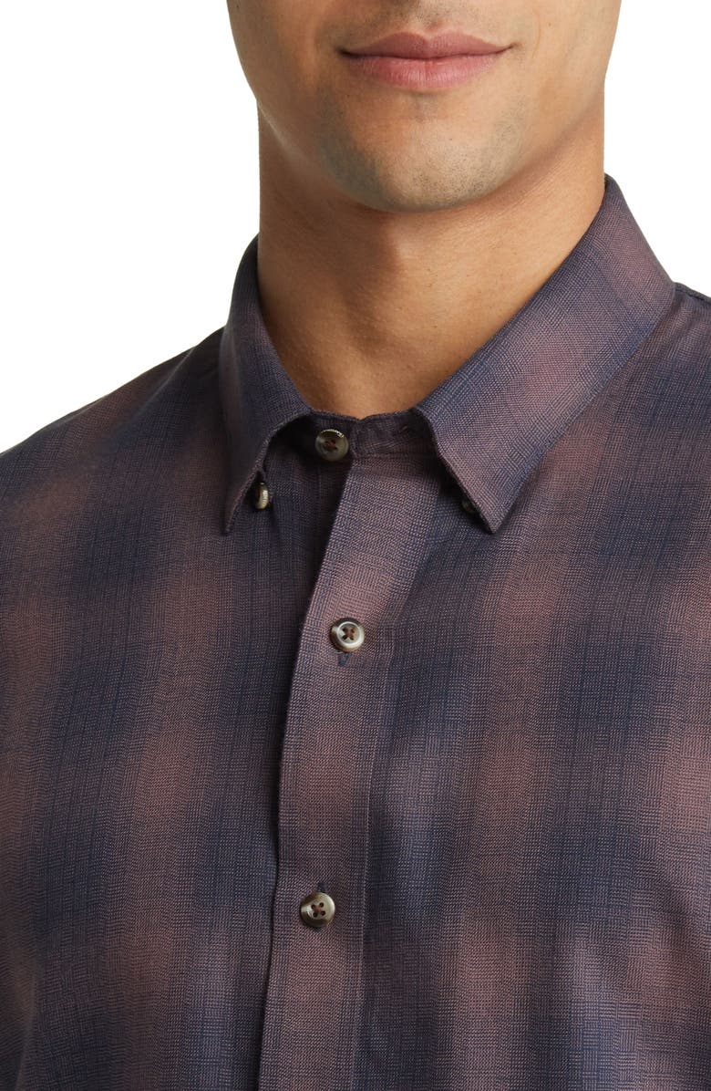 TravisMathew Down the Middle Check Short Sleeve Button-Up Shirt, Alternate, color, Flint