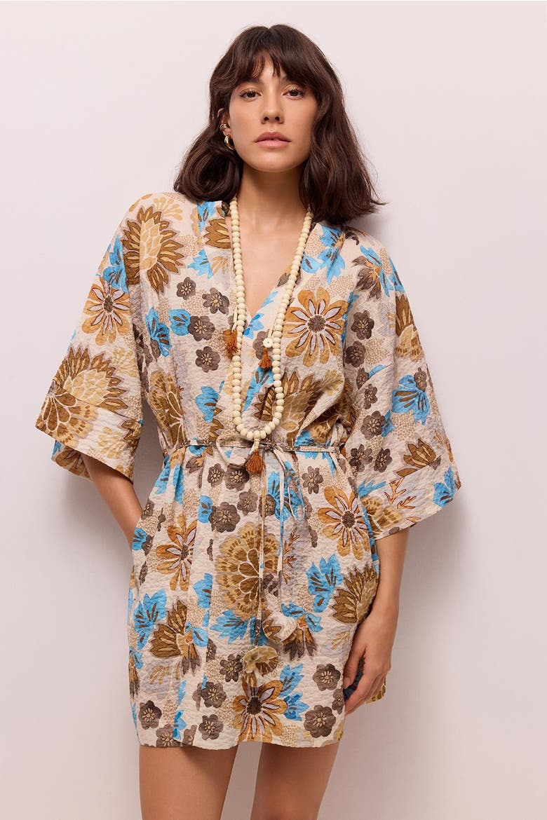 Jasper Short Caftan, Alternate, color, Brown