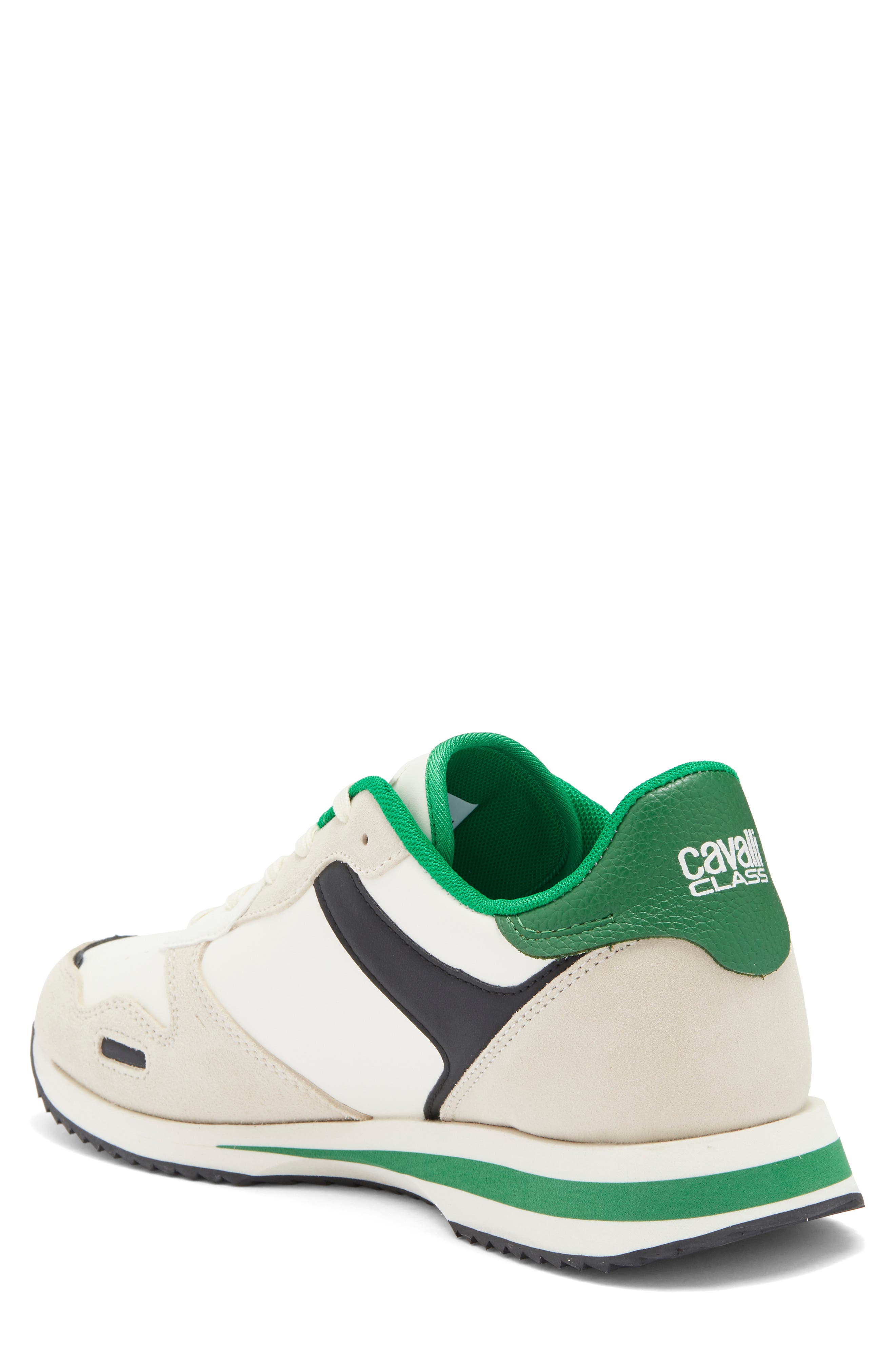Roberto Cavalli Low Top Runner Sneaker, Alternate, color, Farro/ Off White/ Green/ Black