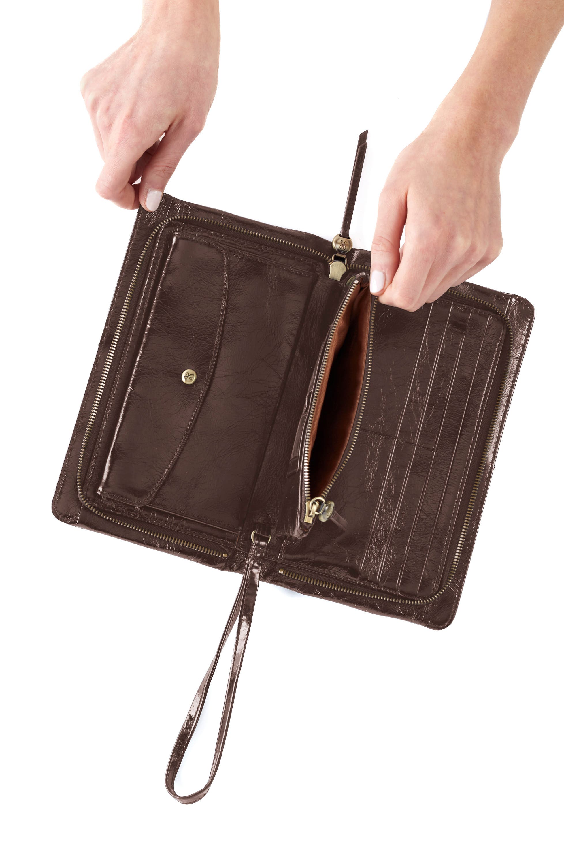 HOBO Evolve Leather Clutch, Alternate, color, Hearthstone