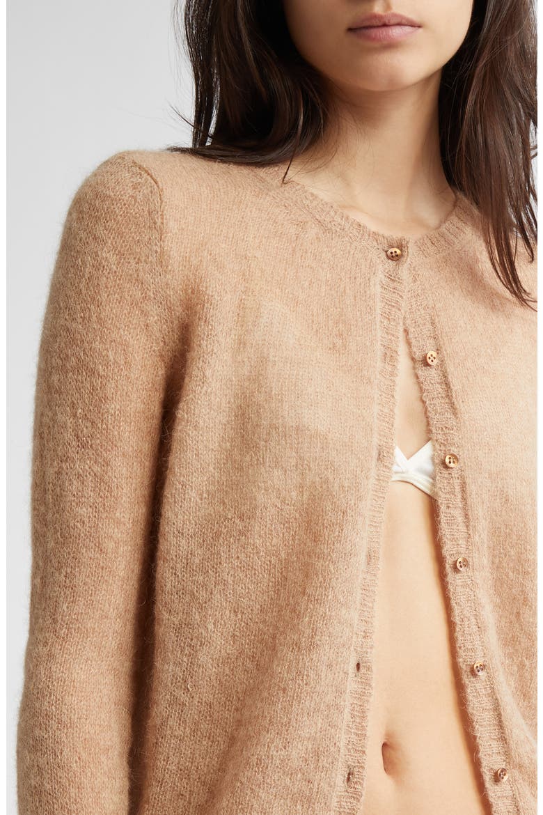Alone Avec Plaisir Mohair & Alpaca Blend Cardigan, Alternate, color, LIGHT BROWN