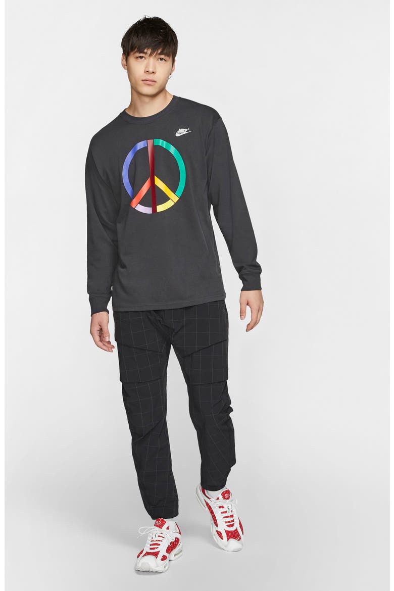 x Olivia Kim Peace Sign Long Sleeve Tee, Alternate, color, BLACK