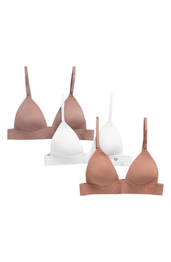 Danskin 3-pack Assorted Brushed Microfiber Wire Free Bra In Brown
