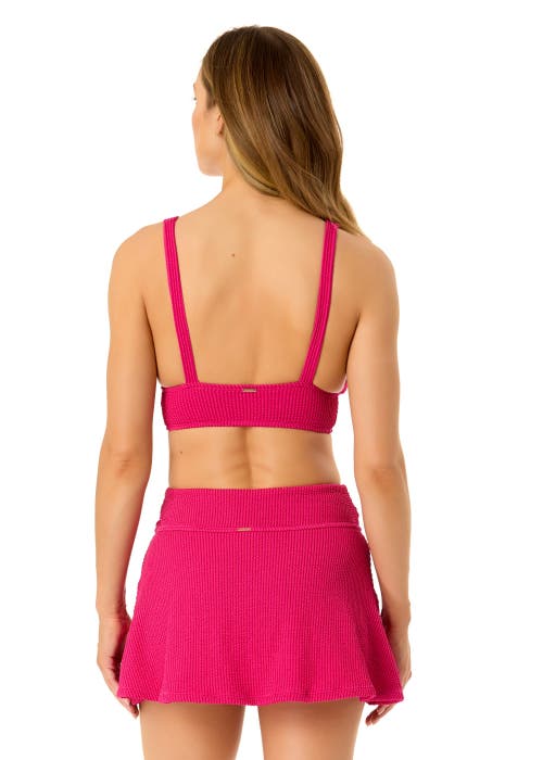 ANNE COLE LIVE IN COLOR TEXTURED SHIRRED SOFT BAND BRALETTE BIKINI SWIM TOP