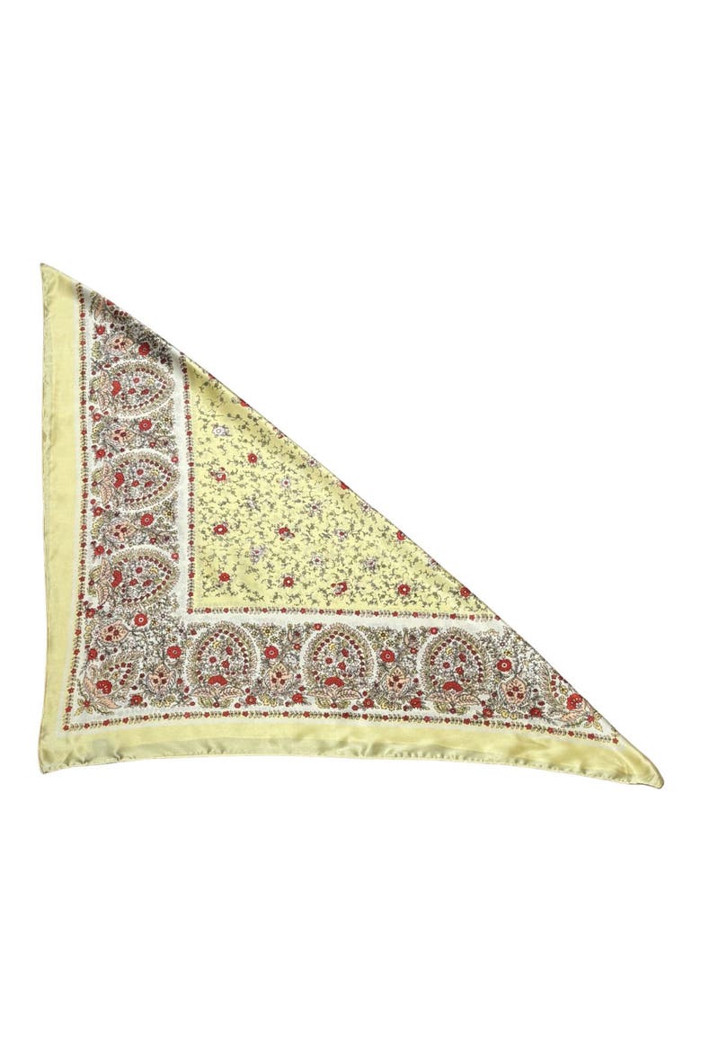 Floral Satin Scarf, Alternate, color, YELLOW