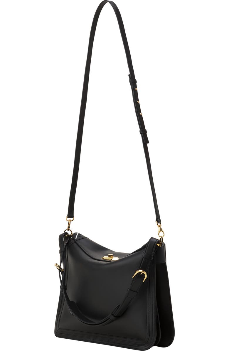 Lanvin Compagnon Asymmetrical Bag In Leather, Alternate, color, Black