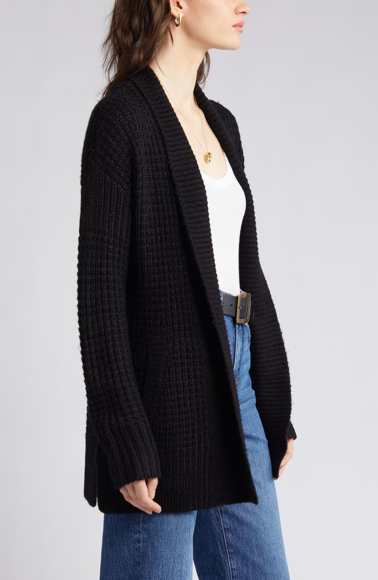 Caslon<sup>®</sup> Oversize Open Front Waffle Knit Cardigan, Alternate, color,