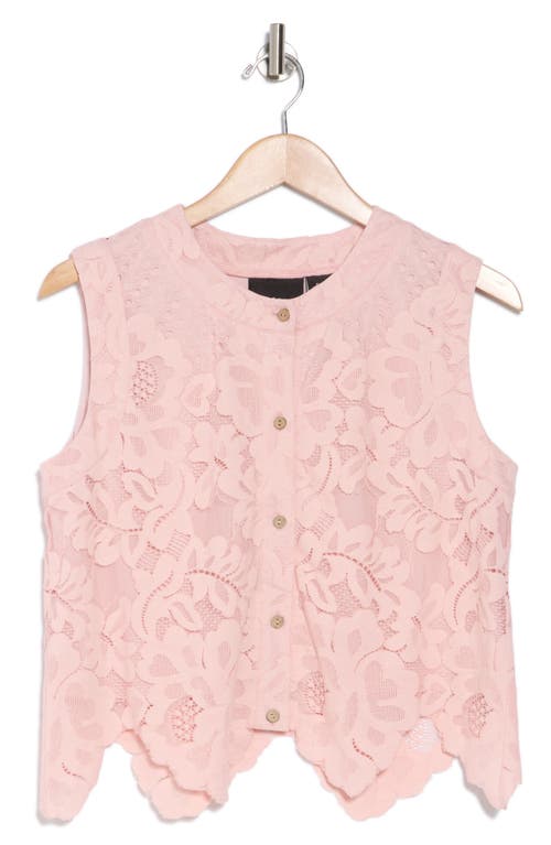 Shop Forgotten Grace Floral Lace Button-up Top In Blush