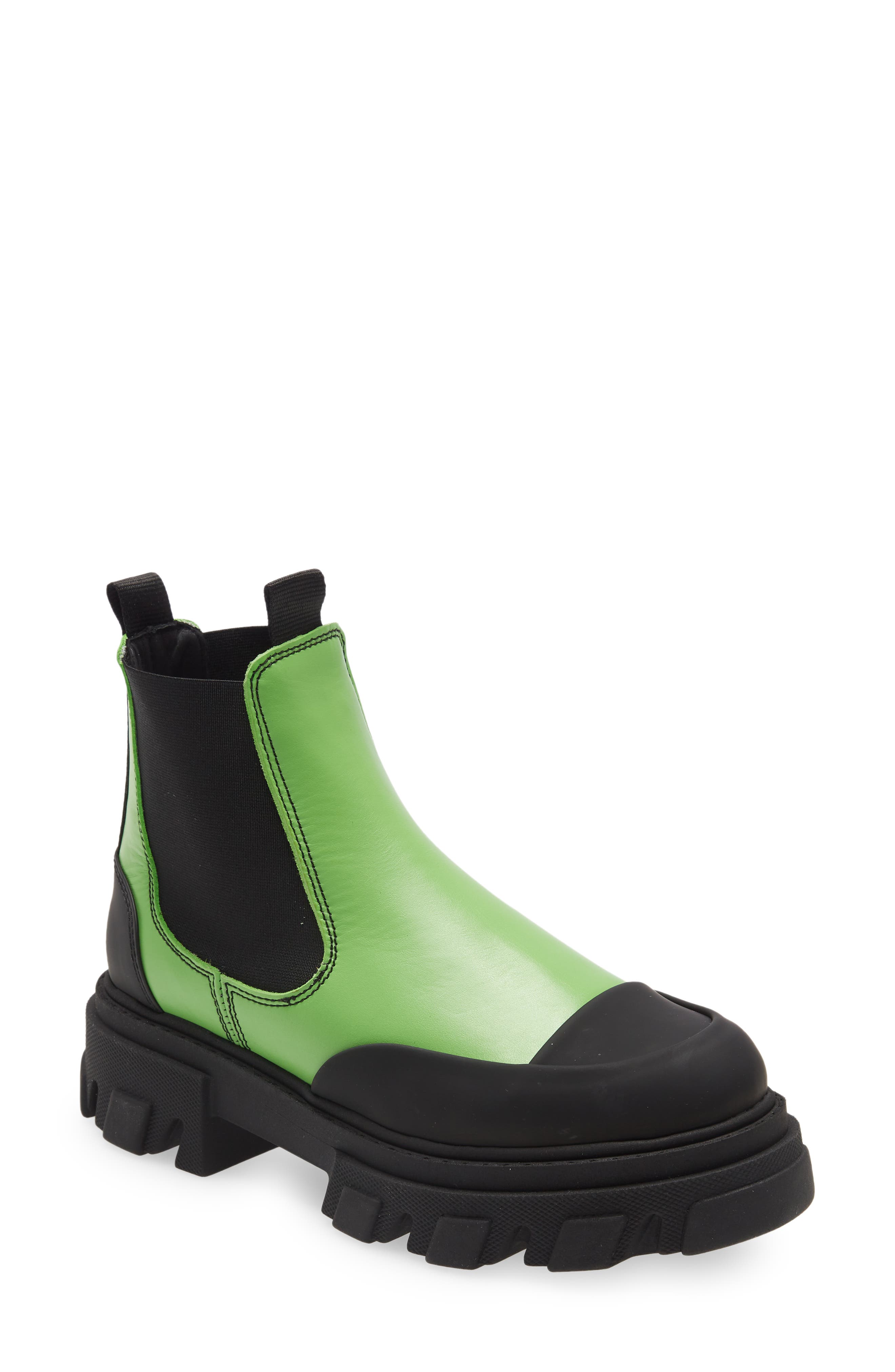 Calf Leather Low Chelsea Boot, Main, color, FLASH GREEN