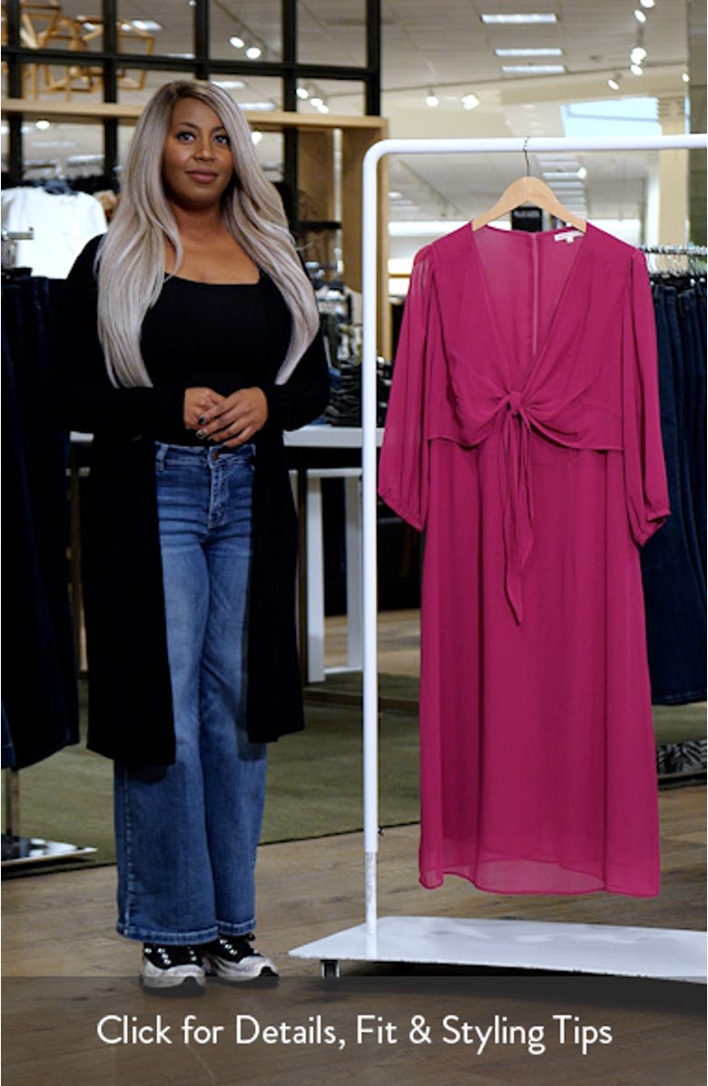 Kenna Tie Front Chiffon Midi Dress, sales video thumbnail