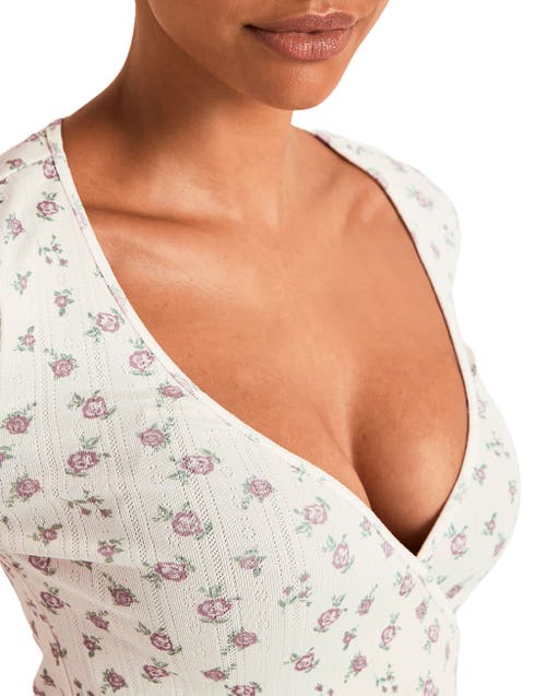 Adore Me Pointelle Ballet Wrap Top In Neutral