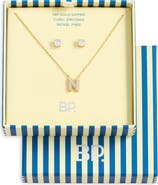 BP. Initial Pendant Necklace & Stud Earrings Set