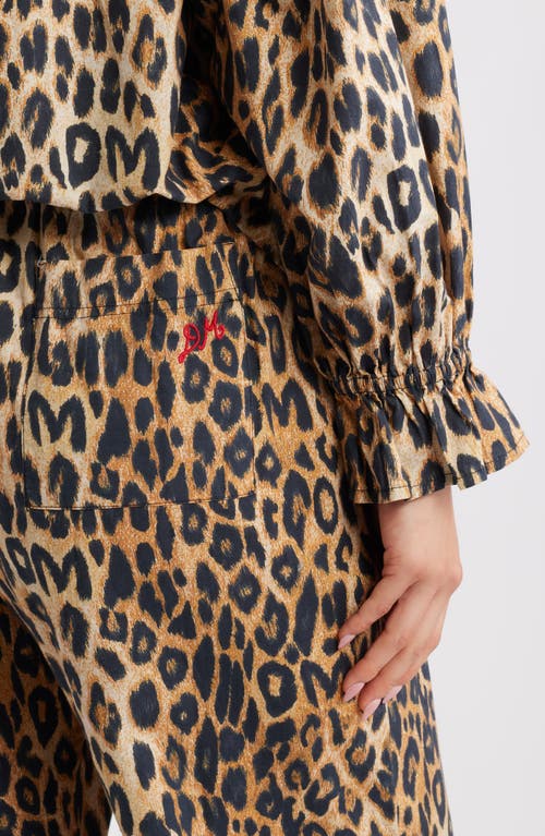 Damson Madder Felice Leopard Print Pajamas In Brown
