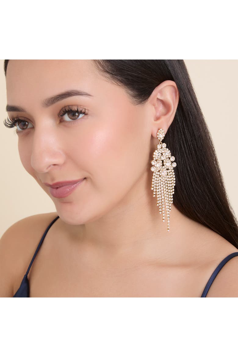 Crystal Fan Drop Earrings in Silver-Tone, Alternate, color, Silver