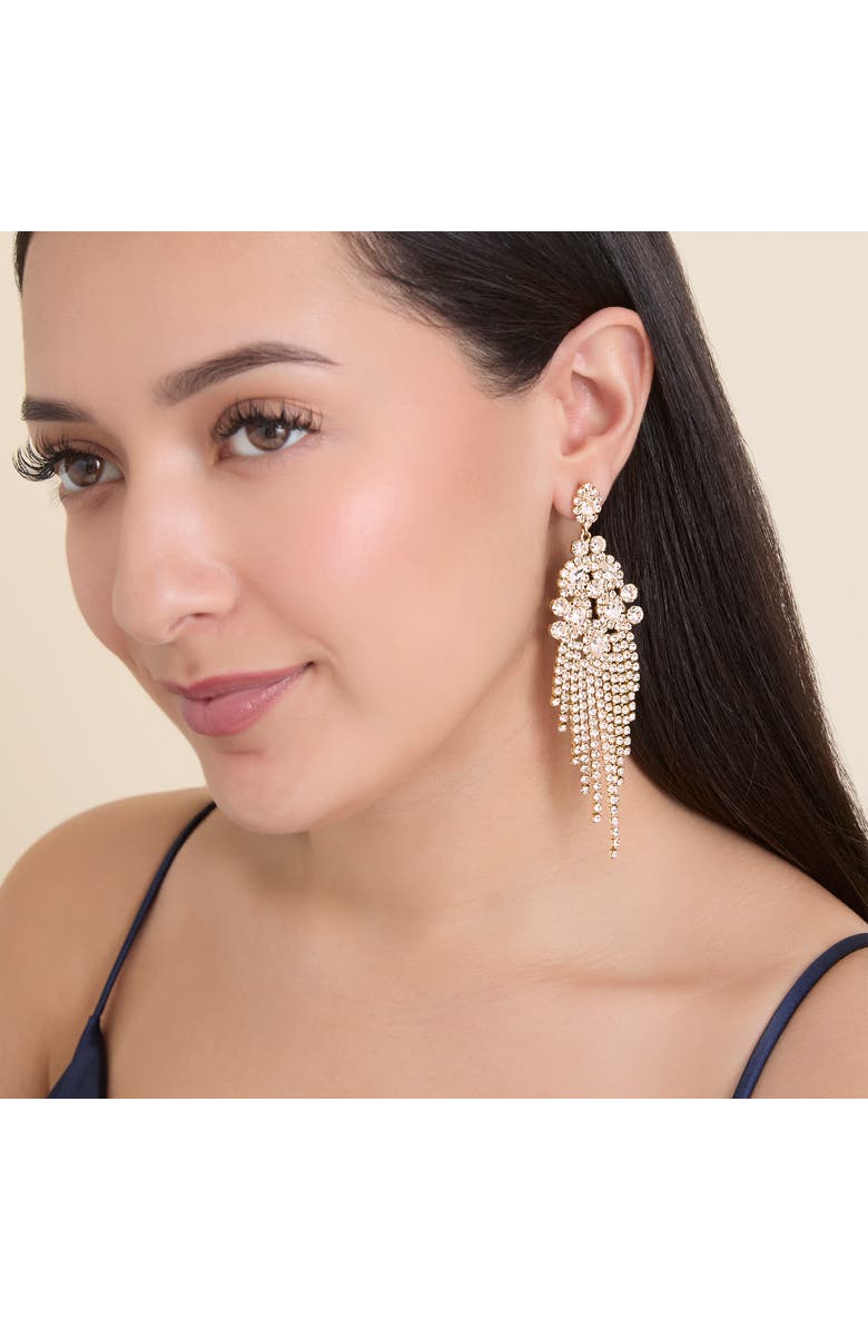 Jessica Simpson Crystal Fan Drop Earrings in Silver-Tone, Alternate, color, Silver