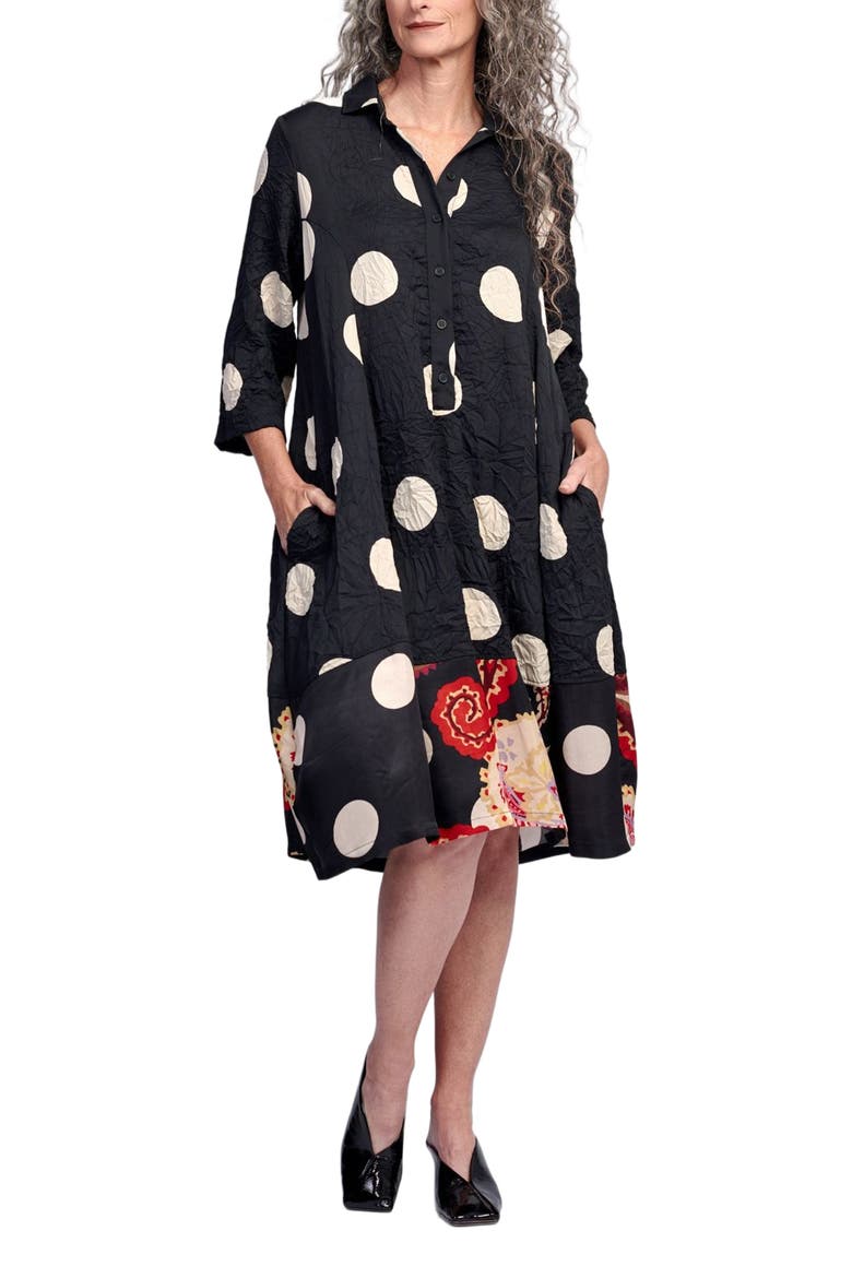 Polka dots mixed print shirt dress, Main, color, Black Paisley Print