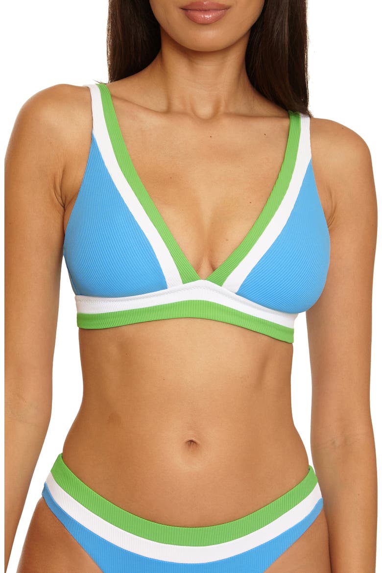Coast Line Triangle Bikini Top, Main, color, SKY BLUE