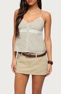 EDIKTED Elodie Stripe Lace Trim Tank